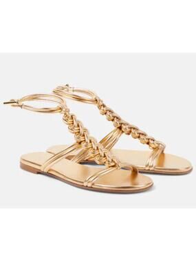 Gianvito Rossi Capua Nappa Silk Sandals in Mekong Gold 42